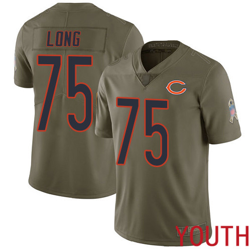 Chicago Bears Limited Olive Youth Kyle Long Jersey NFL Football #75 2017 Salute to Service->youth nfl jersey->Youth Jersey